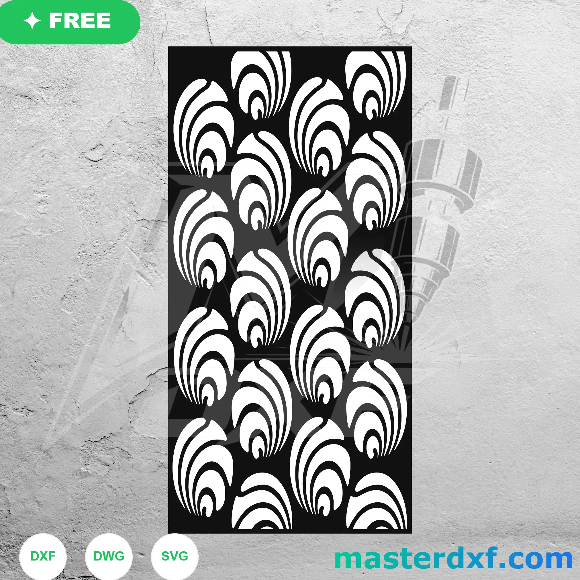 Curling Feather Wave DXF Pattern for Coastal Screen Panels DXF File